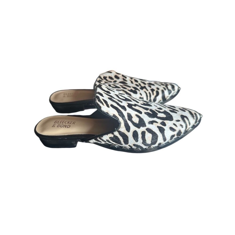 Bleecker and Bond "Simone" calf hair mule leopard/animal print Sz 6.5
